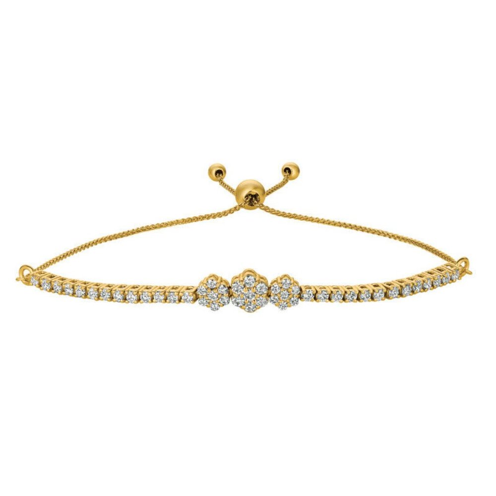 1.00 Carat Natural Diamond Bolo 3 Flower Bracelet